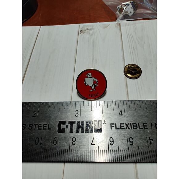 School Mascot Eagles Red, White & Gold Jacket Pin Athlete Sports Team Varsity - Picture 3 of 3